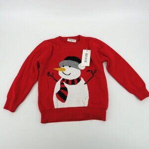 Childrens Unisex Red Snowman Sweater 4T New With Tags